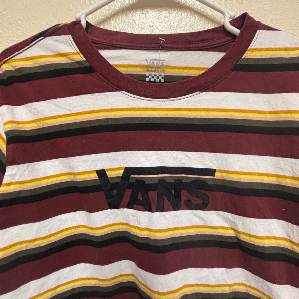 Vans Multicolor Striped Tee in Burgundy and Yellow size XL